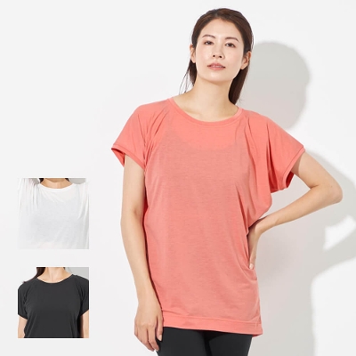 【チャコット】バックギャザーオーバーTシャツ