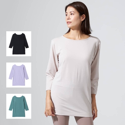 【チャコット】バッククロス７分袖ロングＴシャツ