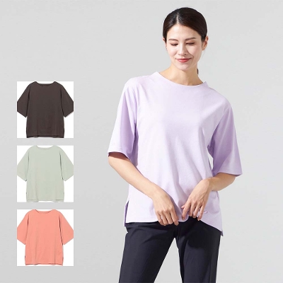 【チャコット】ネックスリットアクセントＴシャツ