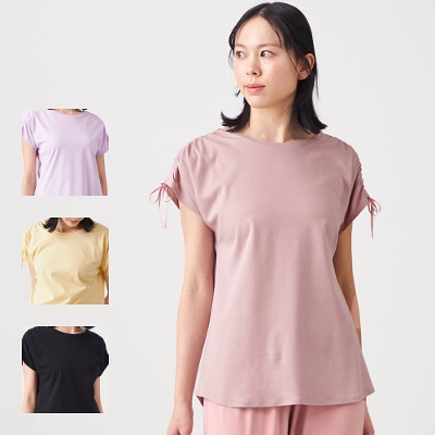 【チャコット】ギャザーリボンTシャツ