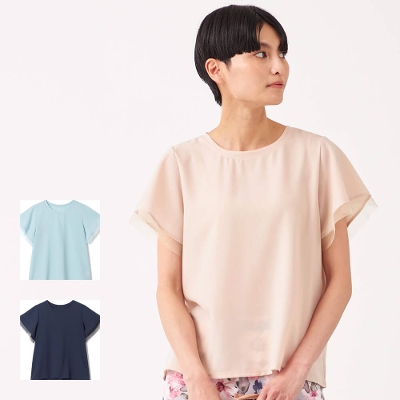 【チャコット】シアーチュールコンビTシャツ