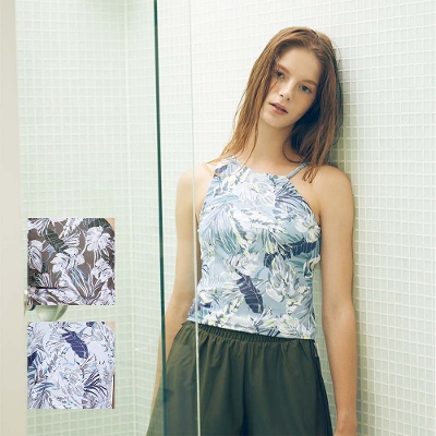 SALE30%OFF【ジュリエ】lauae leafプリントアシメミドルトップス