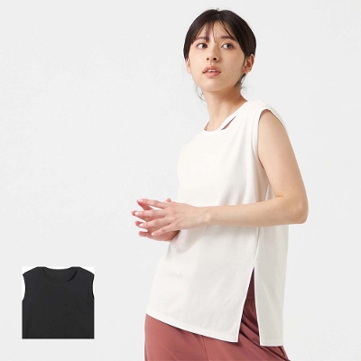 【チャコット】カットアウトノースリーブTシャツ