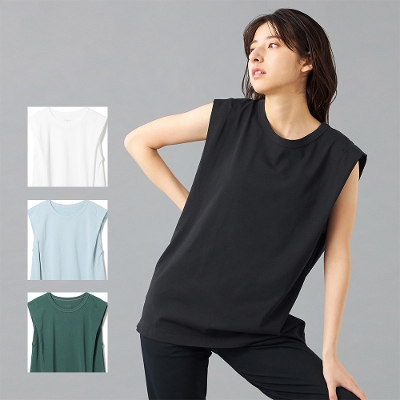 【チャコット】ハンサムコットン ノースリーブTシャツ