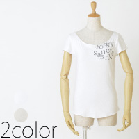 airy print scoop neck T