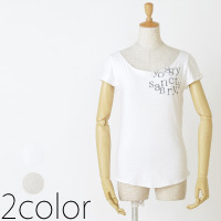 airy print scoop neck T