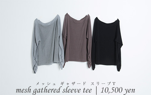 mesh gathered sleeve tee