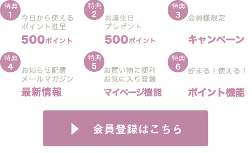 新規会員登録で500円分のポイントプレゼント中