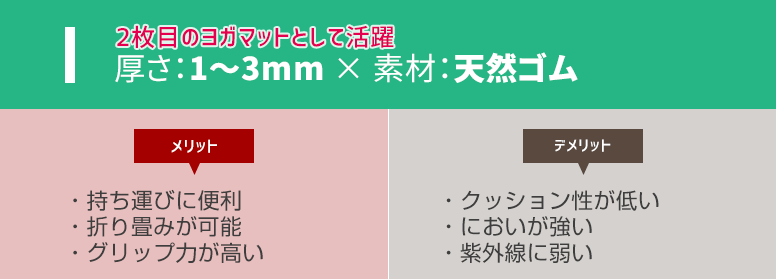 ヨガマット 厚さ：1～3mm × 素材：天然ゴム